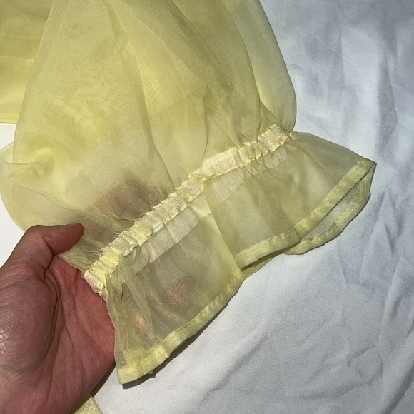 Vintage 1960’s to 1970’s Butter Yellow Long Sleeve Empire Waist Dress - Picture 7 of 10